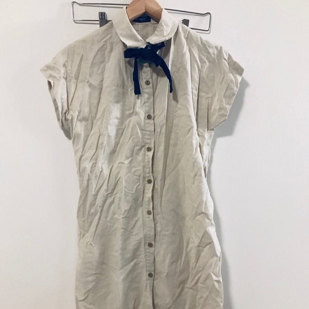 YesStyle Japanese Button Down Dress with Blue Bow